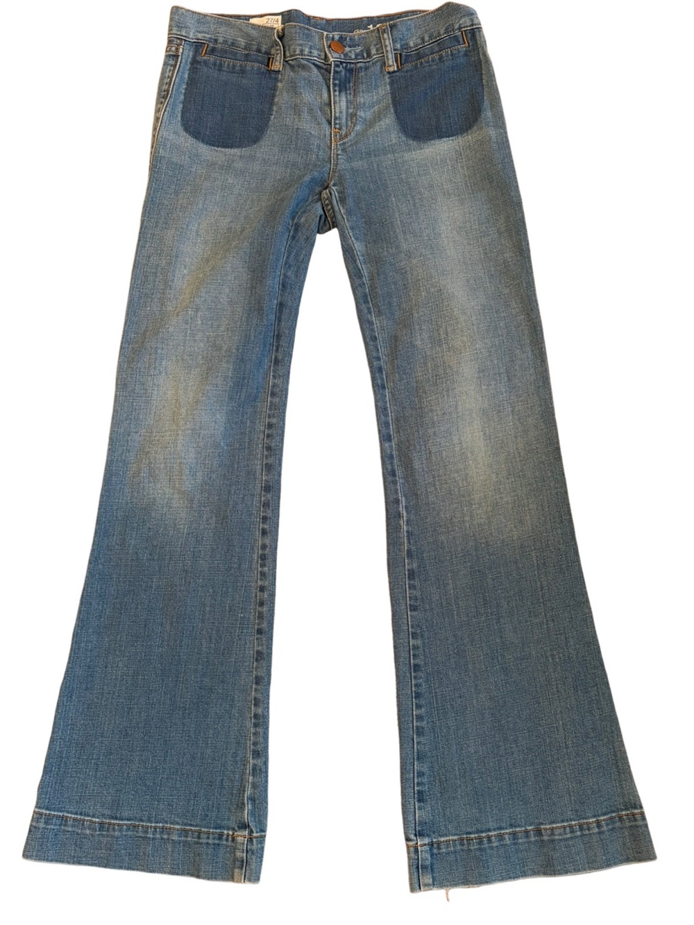 Gap Boyfriend Flare Jeans 27/4 Stretch Denim Y2K Patch Pocket NWOT